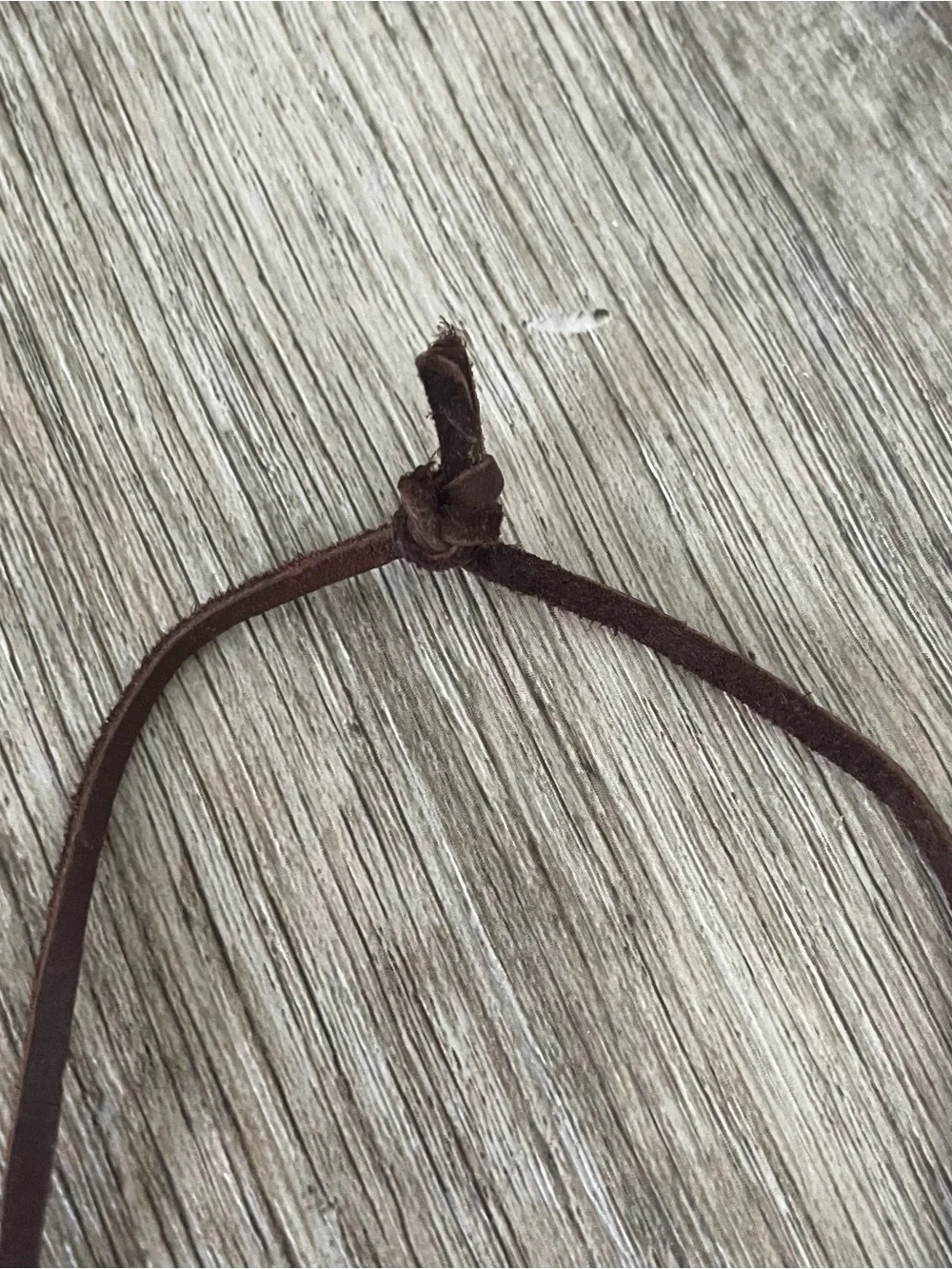 Handcrafted Wire Wrapped Stone Pendant Necklace – Brown Cord – Copper Tone Wire